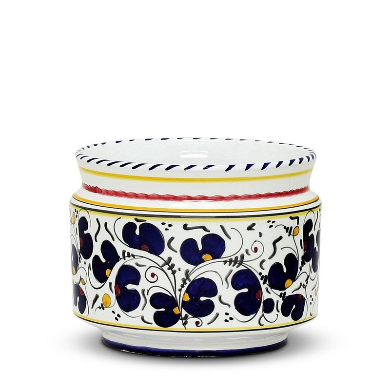 Artistica - Deruta Of Italy Orvieto Blue Rooster: Cylindrical Cover Pot