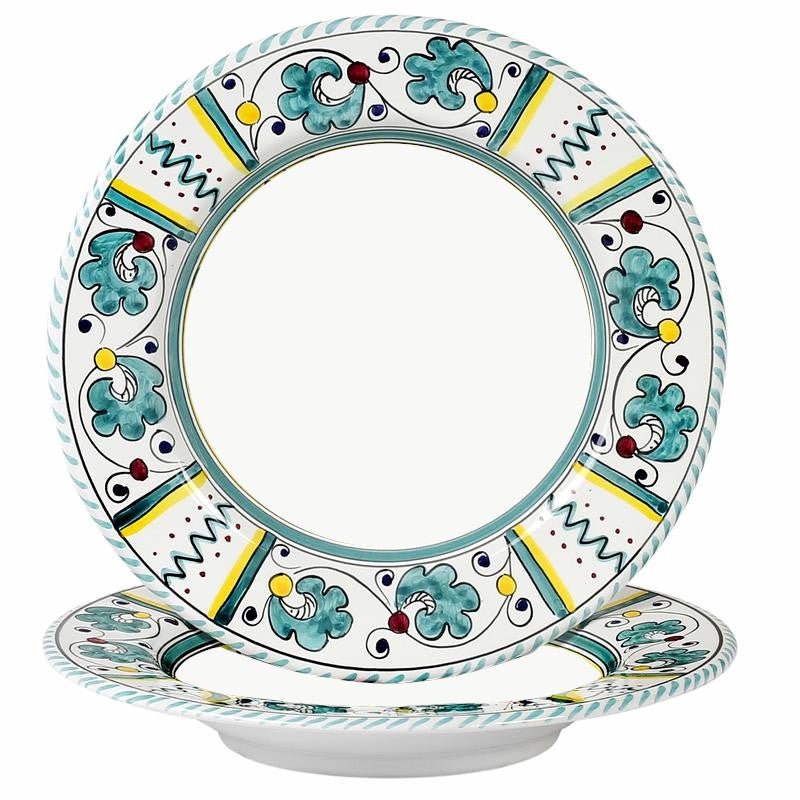 Shop Artistica - Deruta Of Italy Orvieto Green Rooster: 4 Pieces Place Setting In White