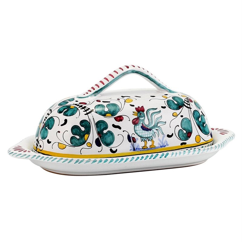Shop Artistica - Deruta Of Italy Orvieto Green Rooster: Bundle With Butter Dish + Sauce Boat + Spoon Rest