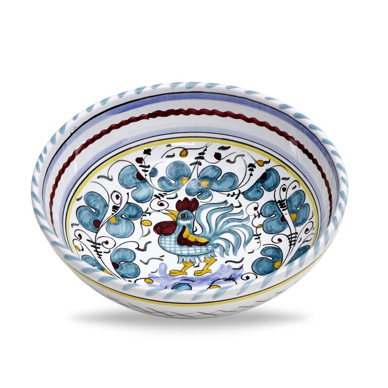 Shop Artistica - Deruta Of Italy Orvieto Green Rooster: Coupe Pasta/soup Bowl In Blue