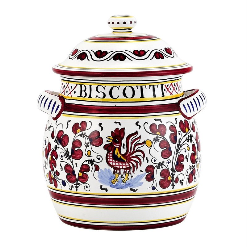 Shop Artistica - Deruta Of Italy Orvieto Red Rooster: Bundle With Utensil Holder + Biscotti Jar