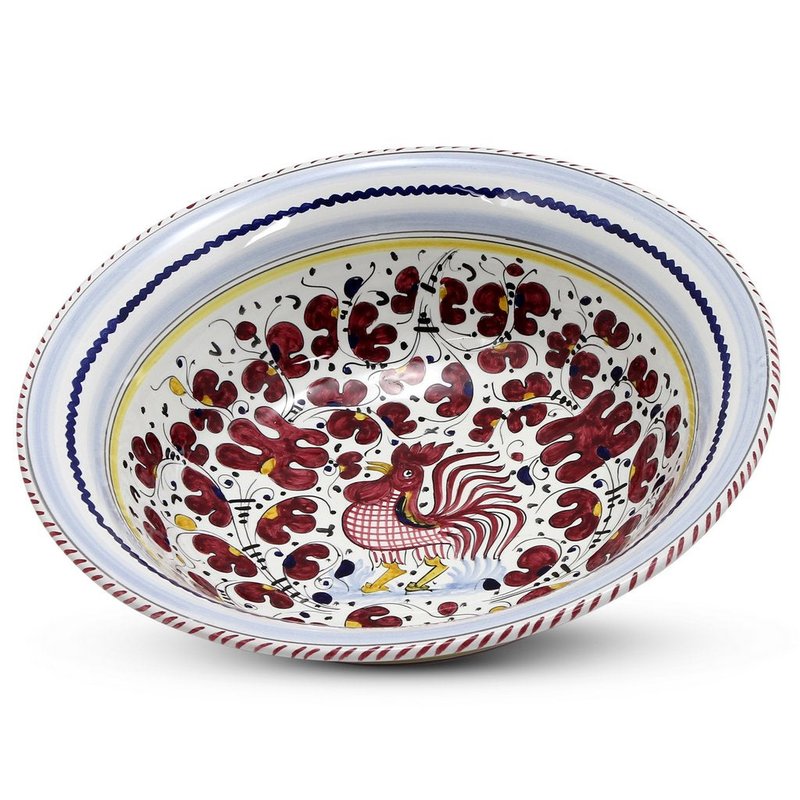 Shop Artistica - Deruta Of Italy Orvieto Red Rooster: Large Pasta/salad Serving Bowl In White