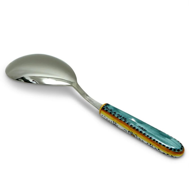 Shop Artistica - Deruta Of Italy Ricco Deruta Deluxe: Ceramic Handle Serving 'risotto' Spoon Ladle With 18/10 Stainless Steel Cutlery