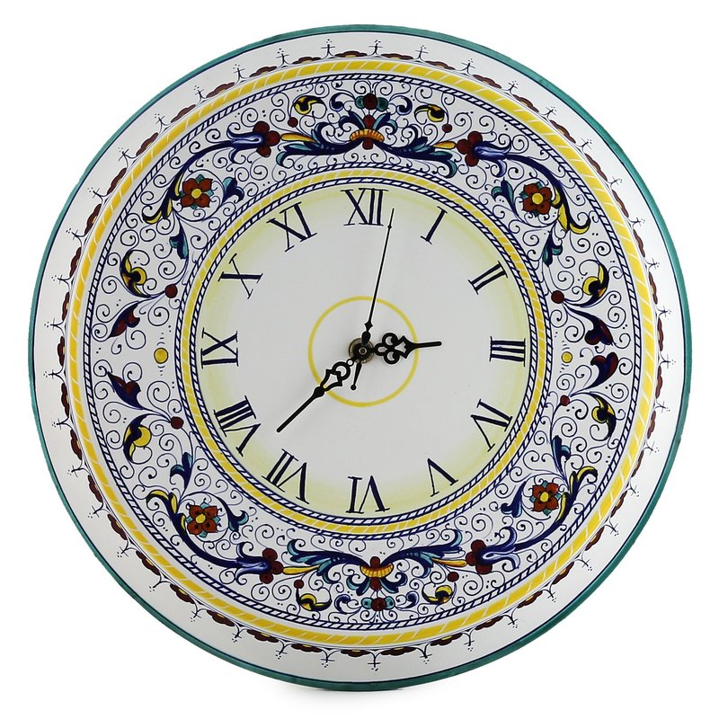 Artistica - Deruta Of Italy Ricco Deruta Deluxe: Large Round Wall Clock In White