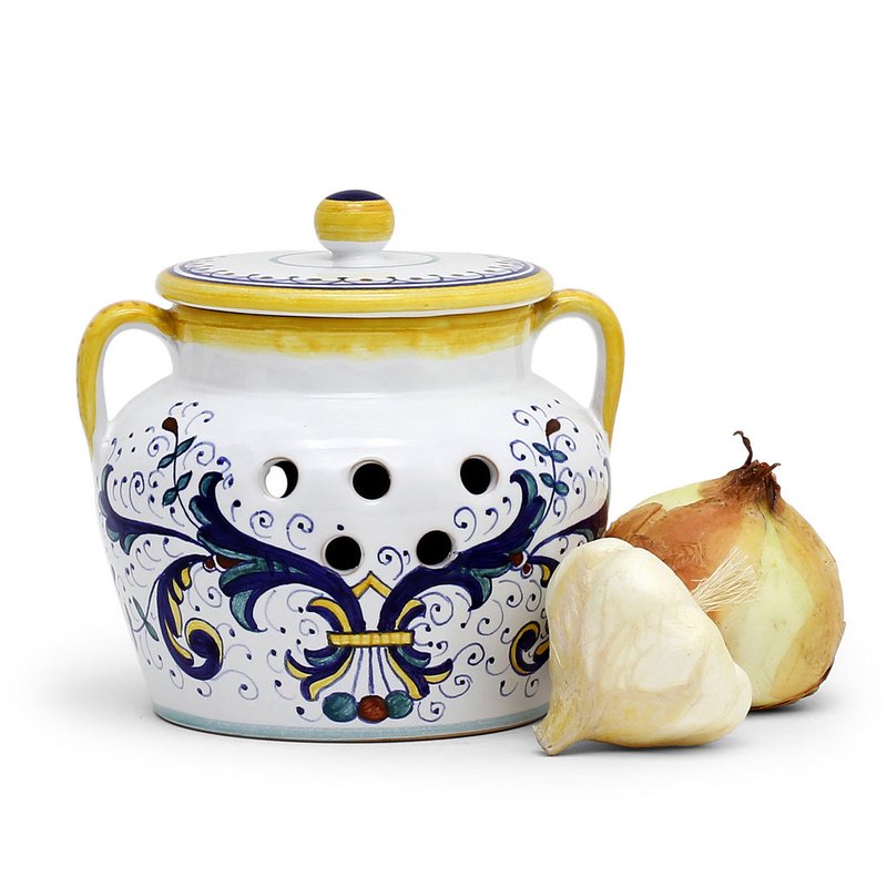 Shop Artistica - Deruta Of Italy Ricco Deruta: New Garlic/onion Jar Keeper With Handles