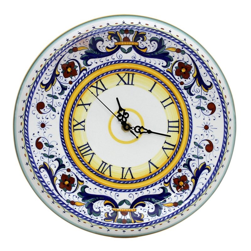 Artistica - Deruta Of Italy Ricco Deruta: Round Wall Clock In Blue