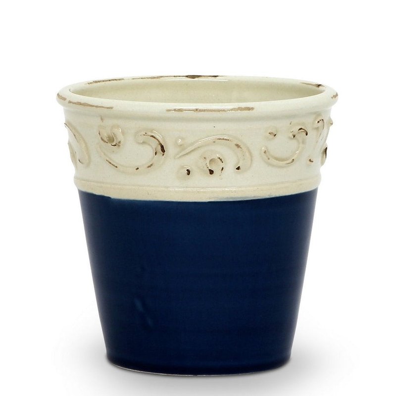 Artistica - Deruta Of Italy Scavo Colore: Small Cachepot Vase In Blue