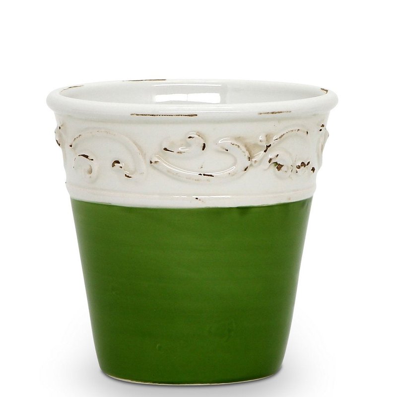 Artistica - Deruta Of Italy Scavo Colore: Small Cachepot Vase In Green