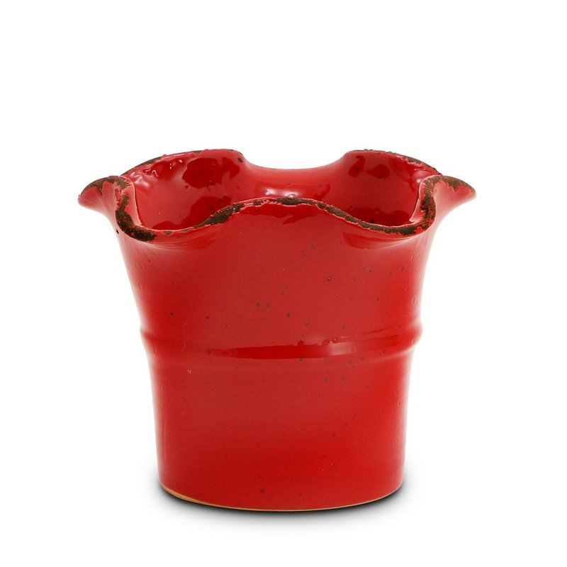 Artistica - Deruta Of Italy Scavo Giardini Garden: Medium Planter Vase With Fluted Rim Red