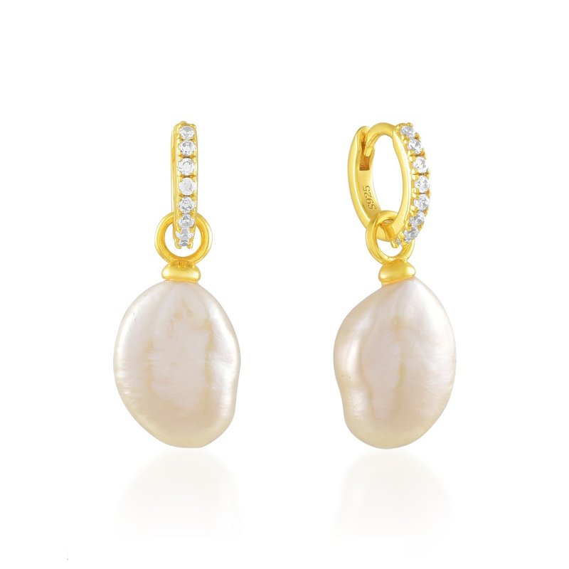 Arvino Baroque Pearl Drop Huggies (gold Vermeil) In White