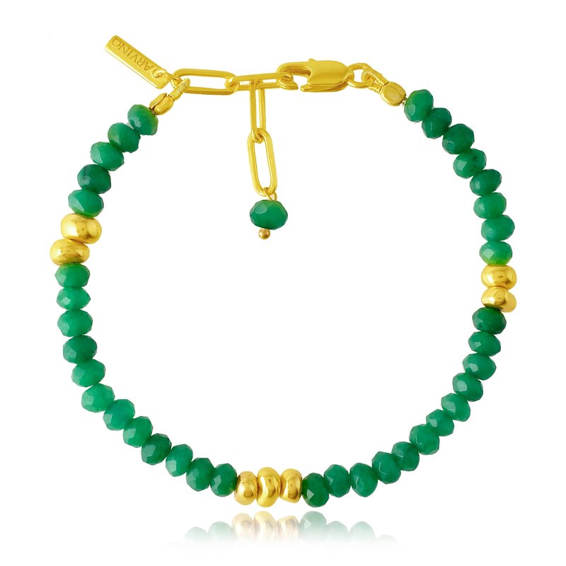 Arvino Green Jade Beaded Bracelet (gold Vermeil)