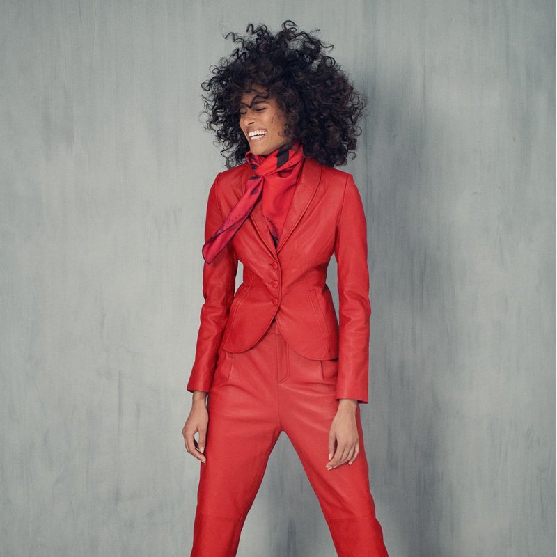 As By Df Denise Recycled Leather Trouser In Coco Red