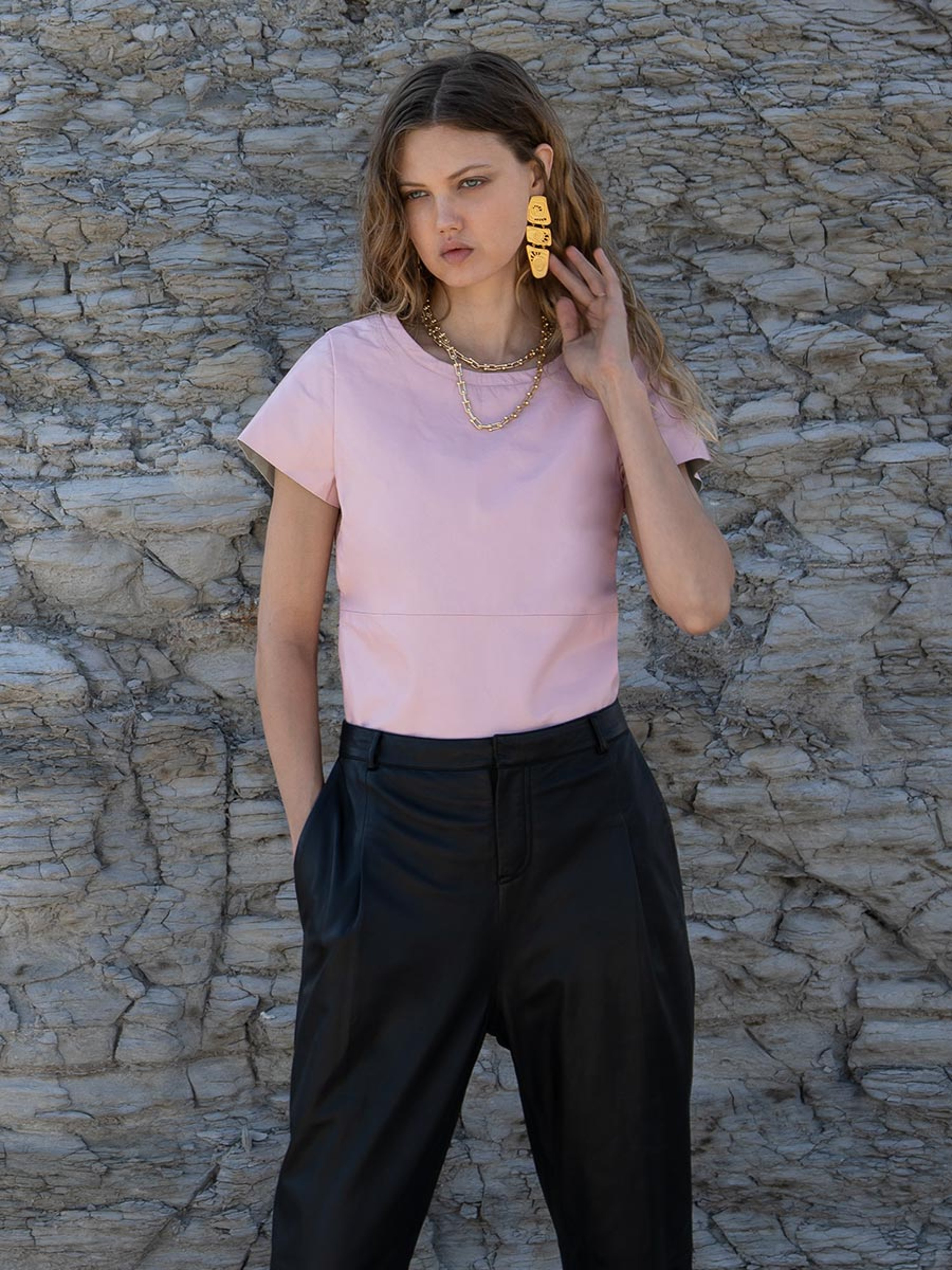As By Df New Guard Recycled Leather Tee In Pink