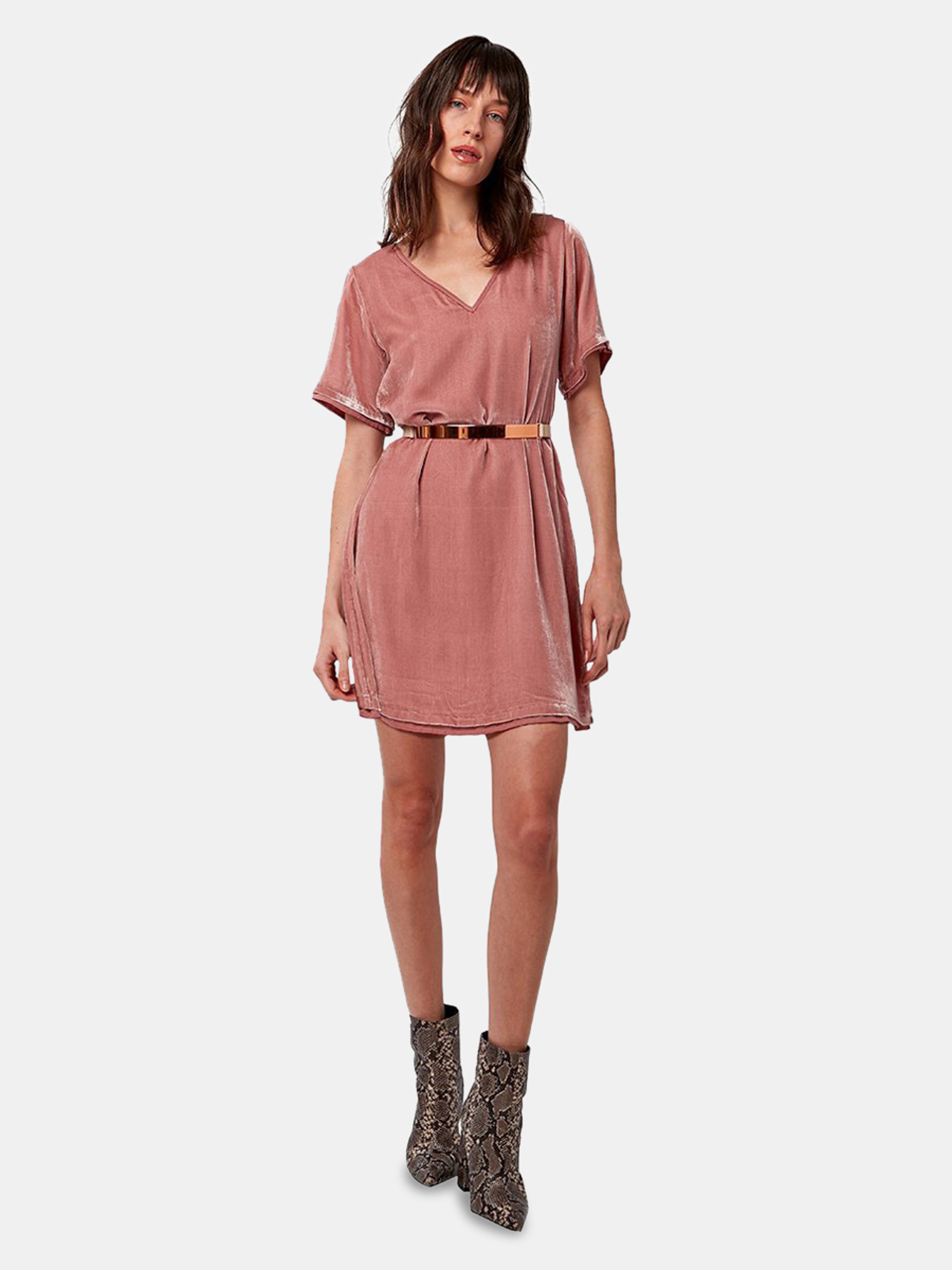 As By Df Willa Velvet Shift Dress In Pink