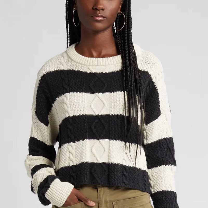 Shop Askk Ny Cable Cropped Crew Sweater In Black