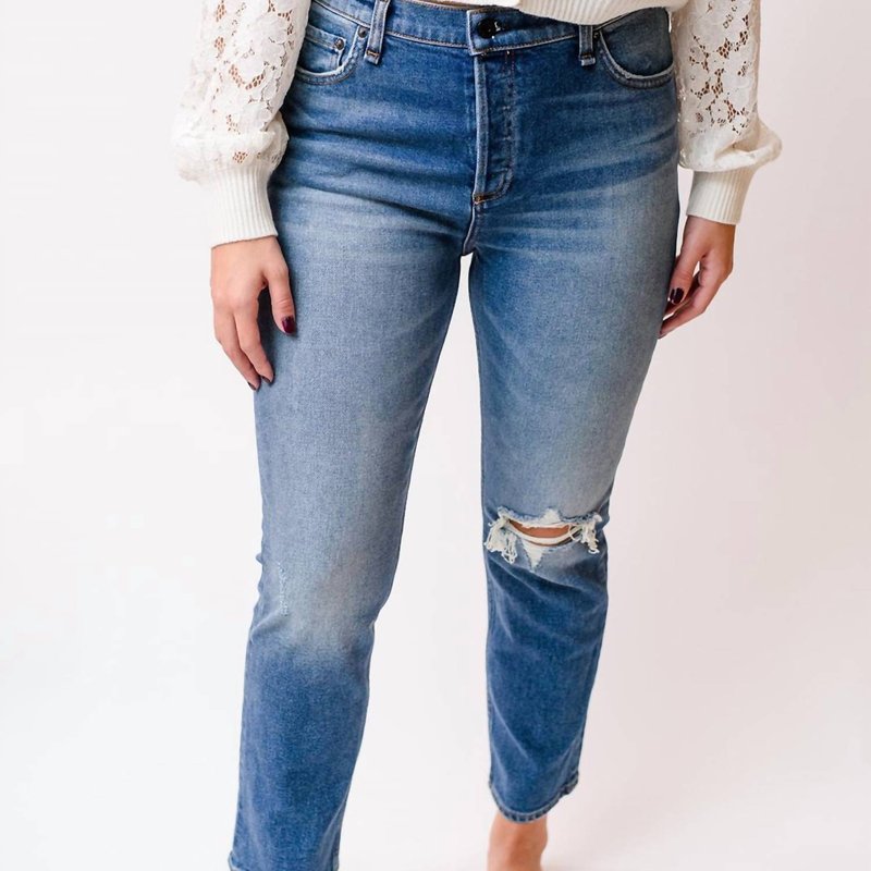 Shop Askk Ny High Rise Straight Jean In Blue