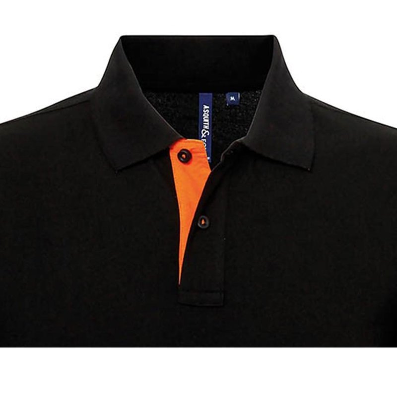 Shop Asquith & Fox Mens Classic Fit Contrast Polo Shirt (black/ Orange)
