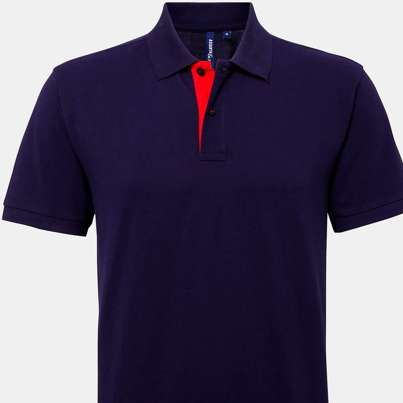 Asquith & Fox Mens Classic Fit Contrast Polo Shirt (navy/ Red) In Blue