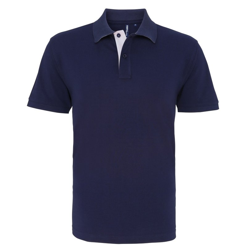 Asquith & Fox Mens Classic Fit Contrast Polo Shirt (navy/ White) In Blue
