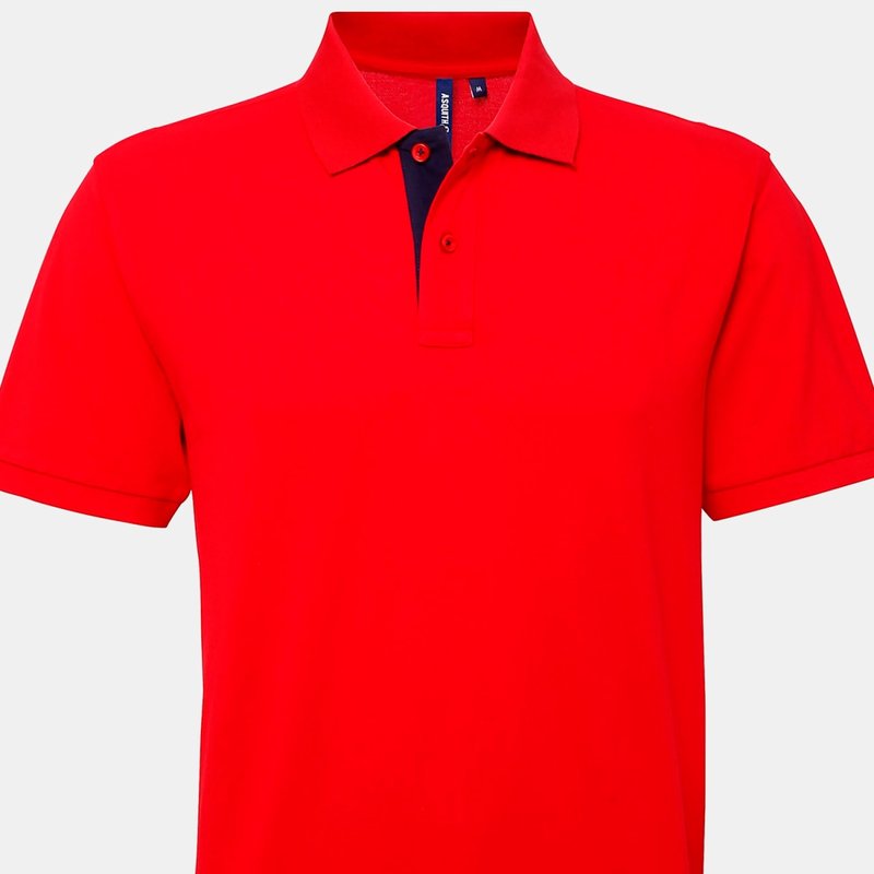 Asquith & Fox Mens Classic Fit Contrast Polo Shirt (red/ Navy)