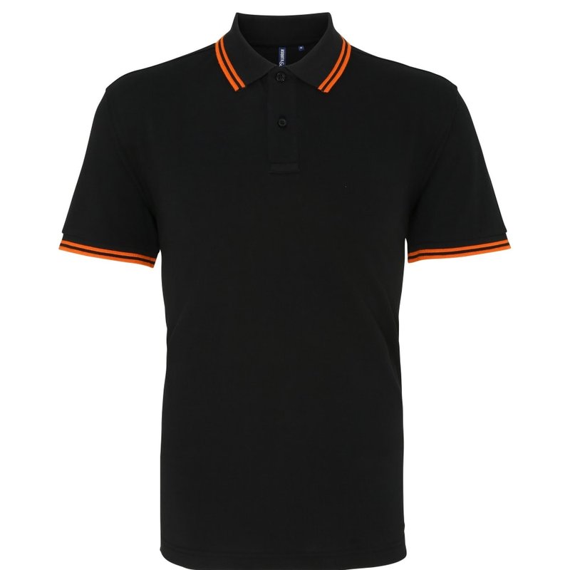 Asquith & Fox Mens Classic Fit Tipped Polo Shirt (black/ Orange)