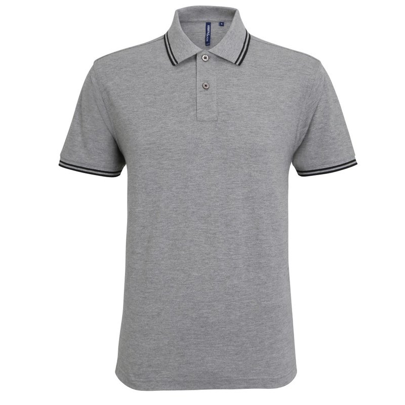 Asquith & Fox Mens Classic Fit Tipped Polo Shirt (heather Gray/black) In Grey