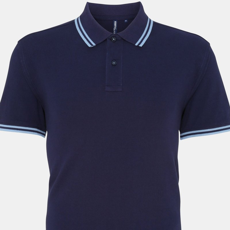 Asquith & Fox Mens Classic Fit Tipped Polo Shirt (navy/ Cornflower) In Blue