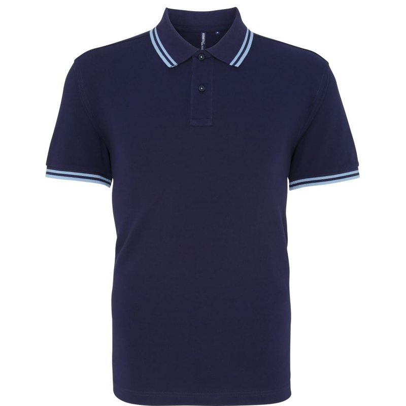 Asquith & Fox Mens Classic Fit Tipped Polo Shirt (navy/ Cornflower) In Blue