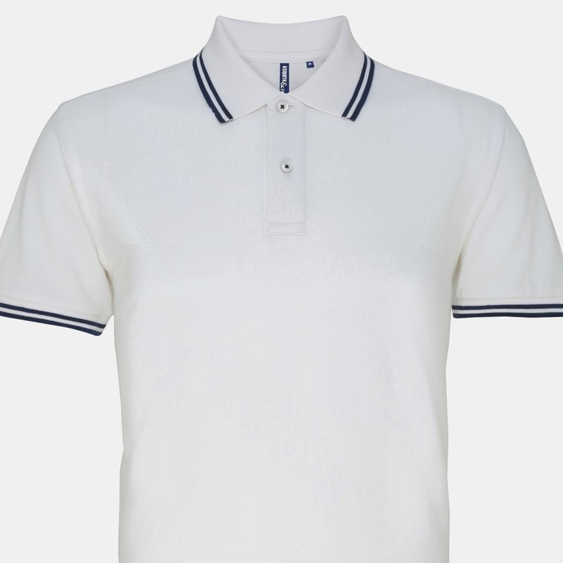 Asquith & Fox Mens Classic Fit Tipped Polo Shirt (white/ Navy)