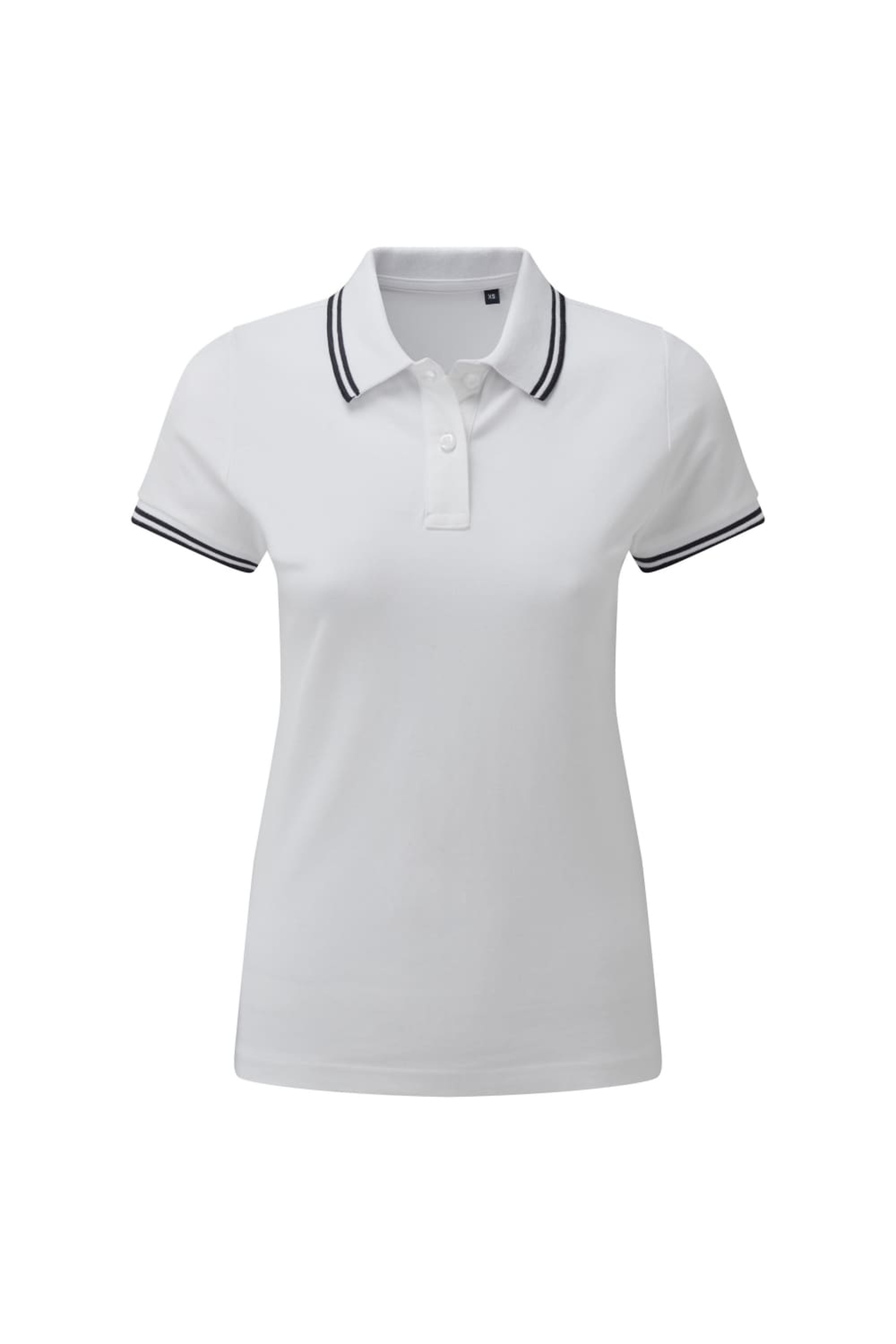 ASQUITH & FOX ASQUITH & FOX ASQUITH & FOX WOMENS/LADIES CLASSIC FIT TIPPED POLO (WHITE/NAVY)