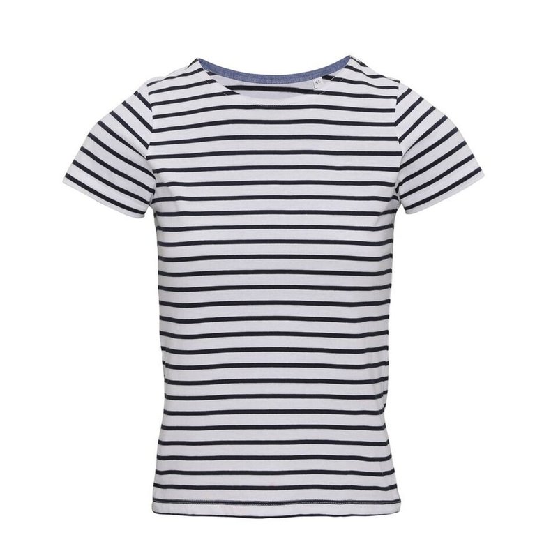 Asquith & Fox Womens/ladies Mariniere Coastal Short Sleeve T-shirt (white/navy)