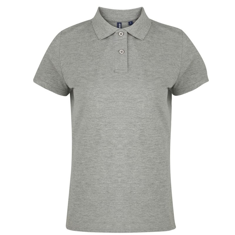 Asquith & Fox Womens/ladies Plain Short Sleeve Polo Shirt (heather) In Grey