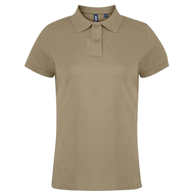 Asquith & Fox Womens/ladies Plain Short Sleeve Polo Shirt (khaki) In Brown