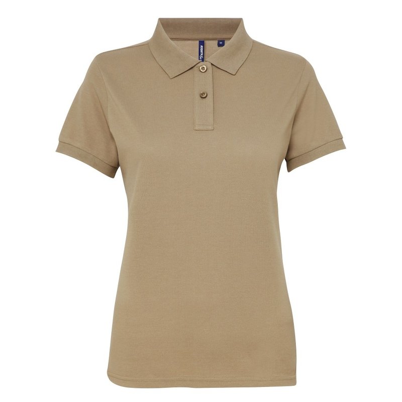 Asquith & Fox Womens/ladies Short Sleeve Performance Blend Polo Shirt (khaki) In Brown