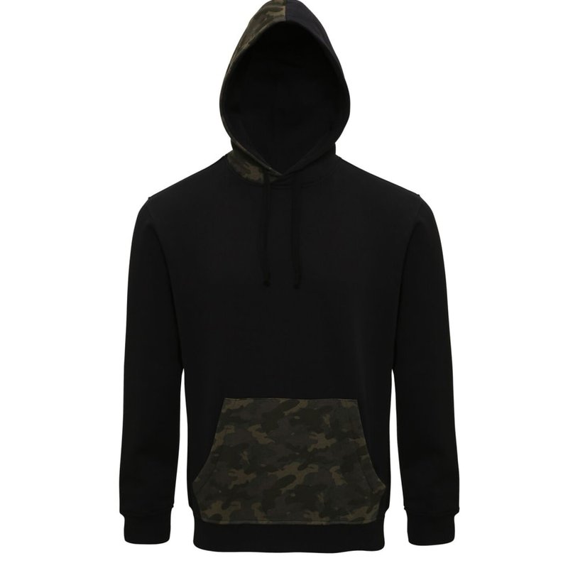 Asquith & Fox Mens Camo Trimmed Hoodie In Black