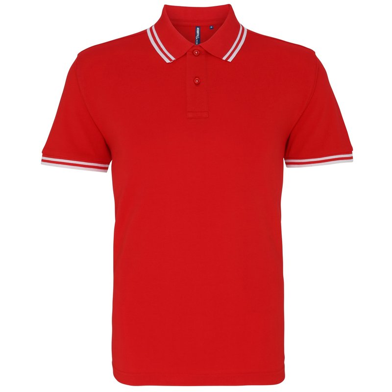 Asquith & Fox Mens Classic Fit Tipped Polo Shirt In Red/ White