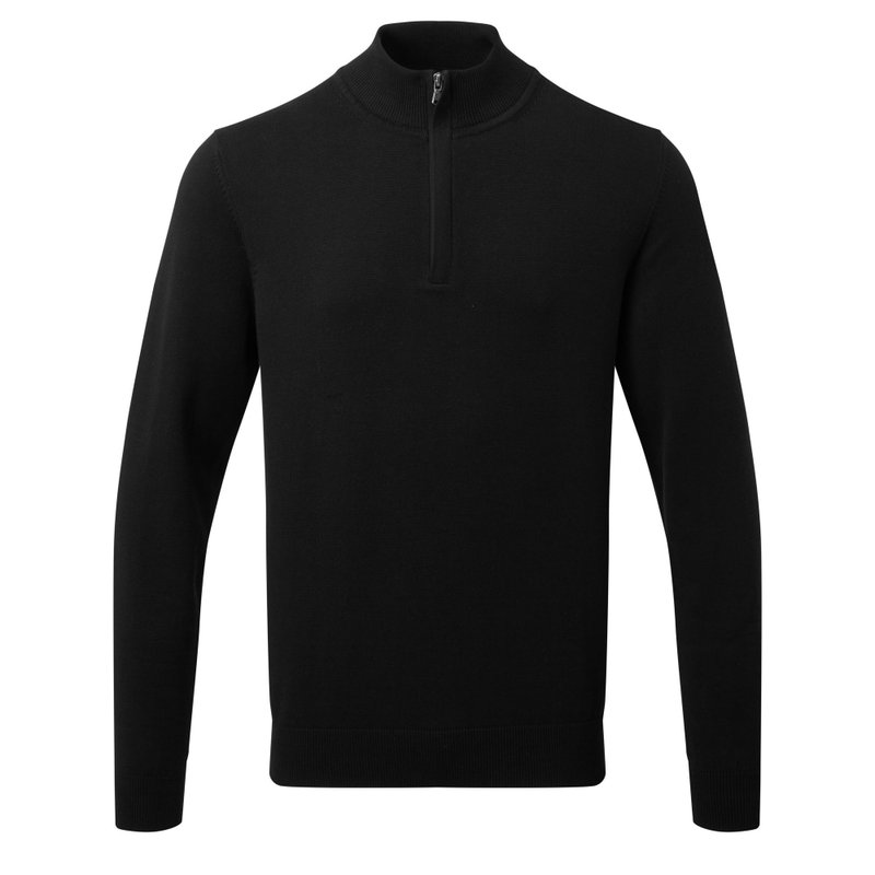 Asquith & Fox Mens Cotton Blend Zip Sweatshirt In Black