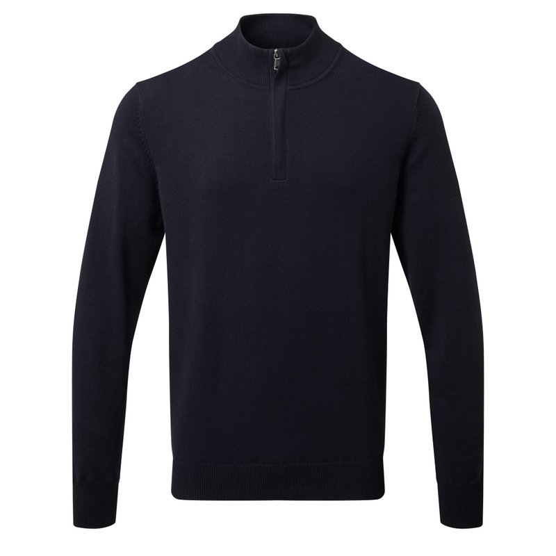 Asquith & Fox Mens Cotton Blend Zip Sweatshirt In Blue