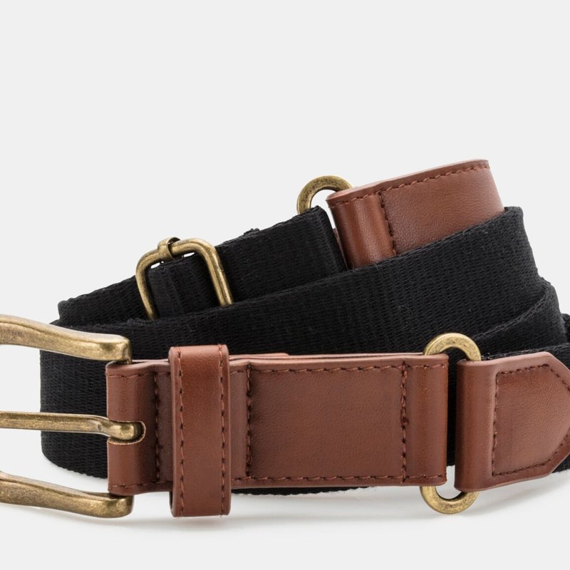 Asquith & Fox Mens Faux Leather And Canvas Belt In Black