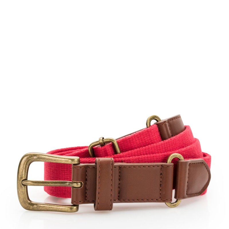 Asquith & Fox Mens Faux Leather And Canvas Belt In Red