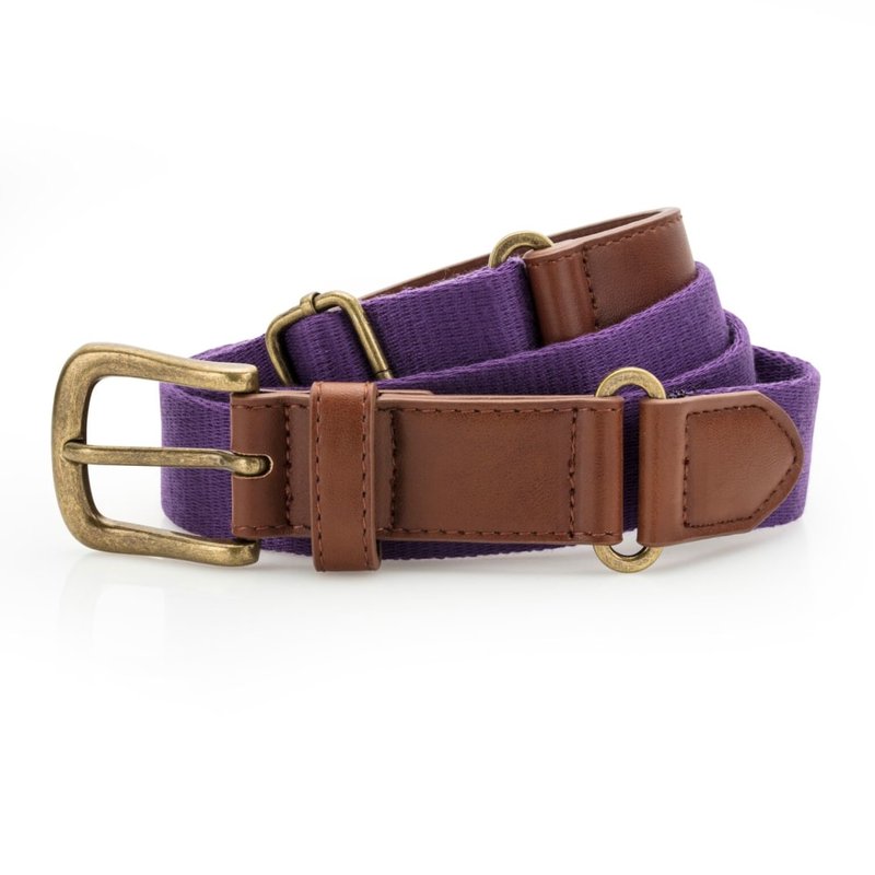 Asquith & Fox Mens Faux Leather And Canvas Belt In Purple