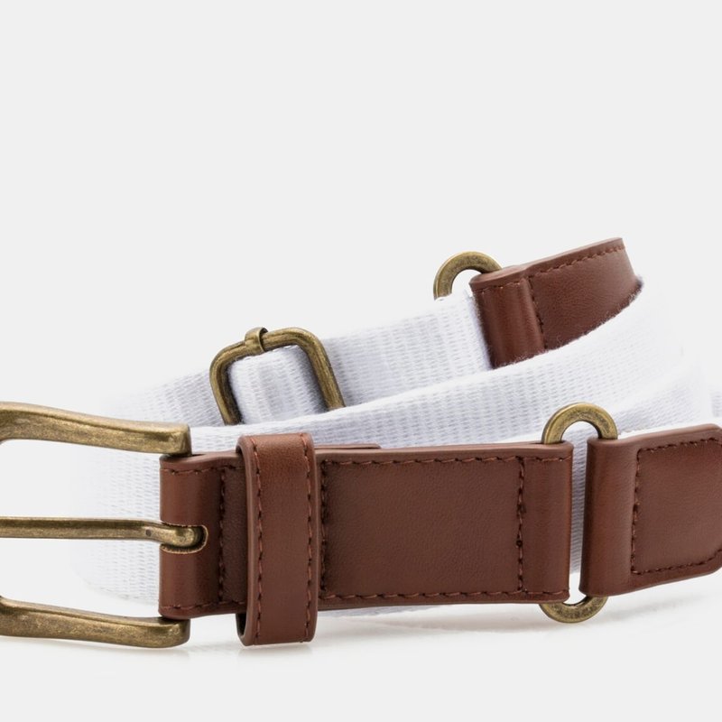 Asquith & Fox Mens Faux Leather And Canvas Belt In White