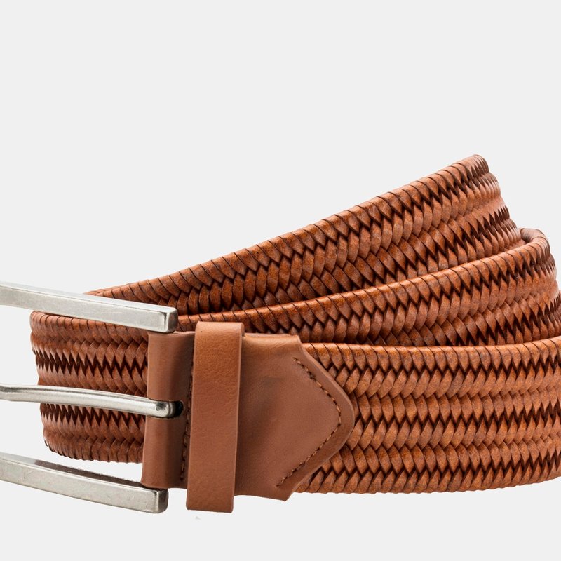Asquith & Fox Mens Leather Braid Belt In Brown