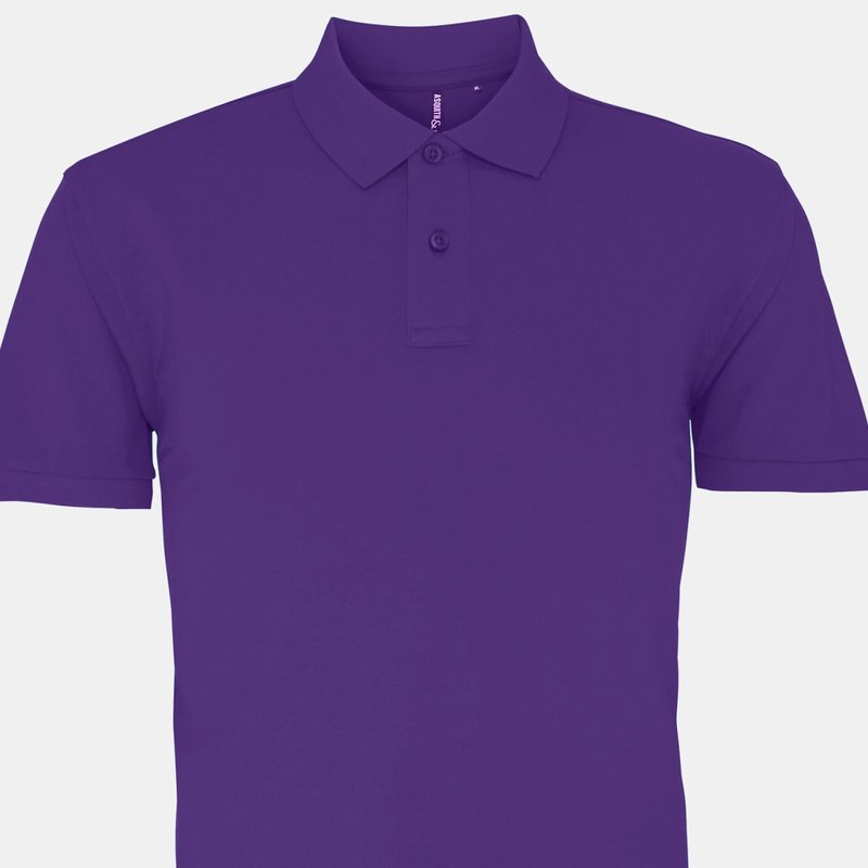Asquith & Fox Mens Plain Short Sleeve Polo Shirt In Purple