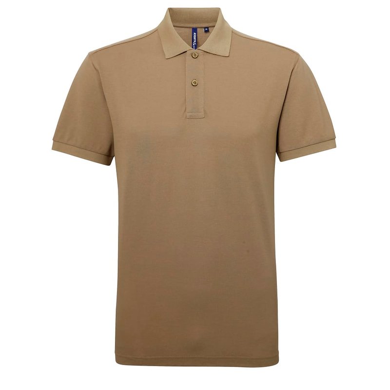 Shop Asquith & Fox Mens Short Sleeve Performance Blend Polo Shirt (khaki) In Brown