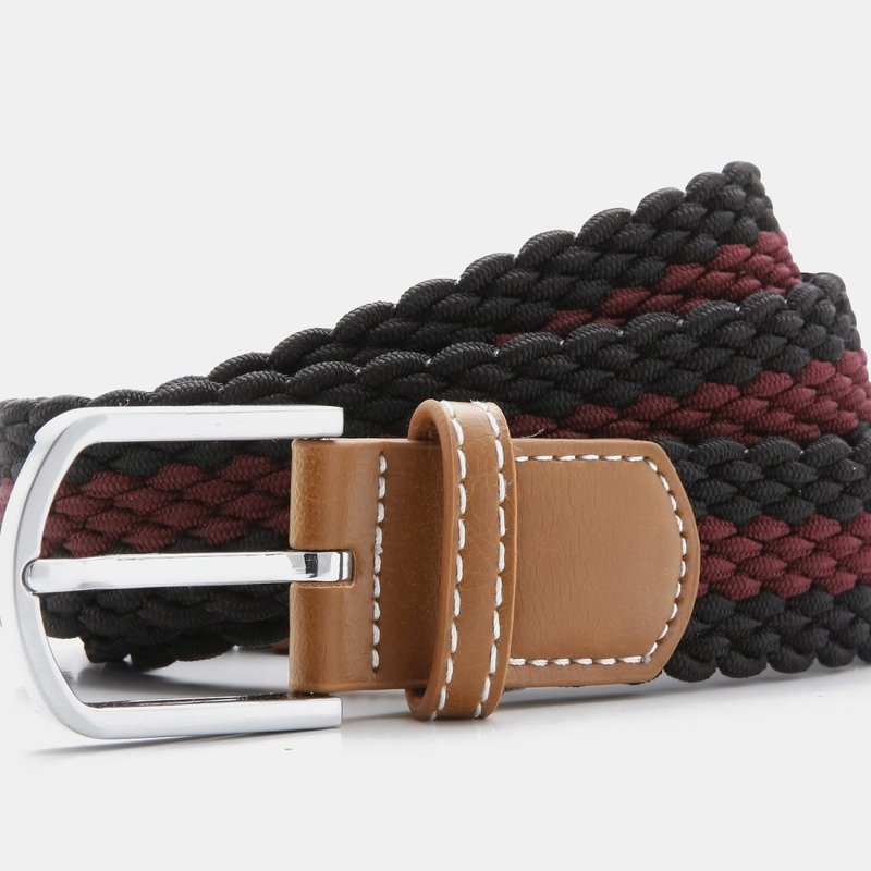 Asquith & Fox Mens Two Color Stripe Braid Stretch Belt In Black
