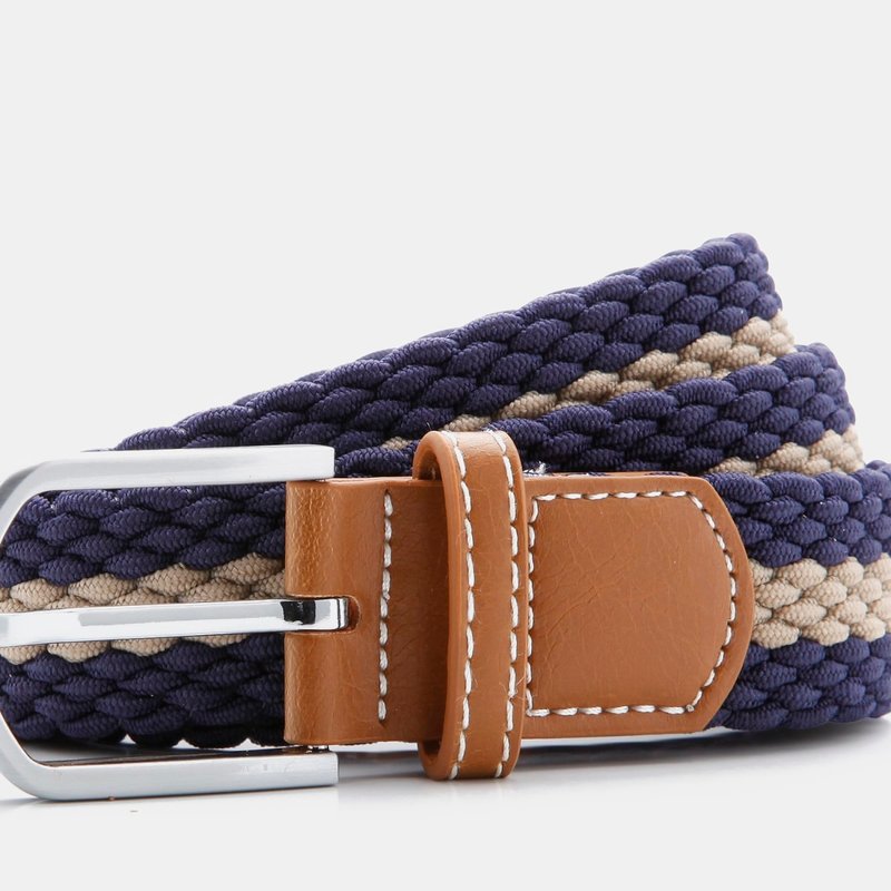 Asquith & Fox Mens Two Color Stripe Braid Stretch Belt In Blue