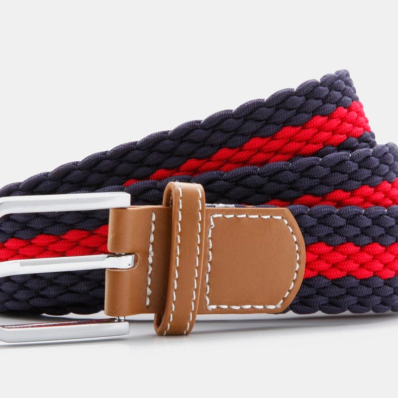 Asquith & Fox Mens Two Color Stripe Braid Stretch Belt In Red