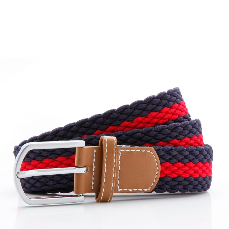 Asquith & Fox Mens Two Color Stripe Braid Stretch Belt In Red