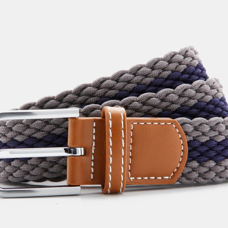 Asquith & Fox Mens Two Color Stripe Braid Stretch Belt In Grey